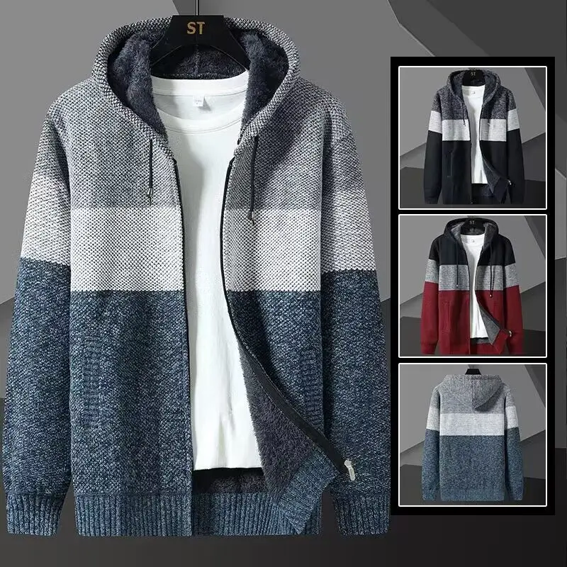 

Winter New Large Size Trendy Men's Casual Knitted Sweater Cardigan Outerwear Student Top Zipper Straight Soft Polyester Basic...