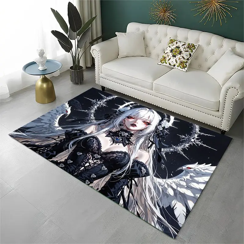 Gothic Dark Cartoon Cute Girls Anime Characters Large Area Rug Non-slip Carpet for Bedroom Living Room Sofa Doormat Home Decor - view 2