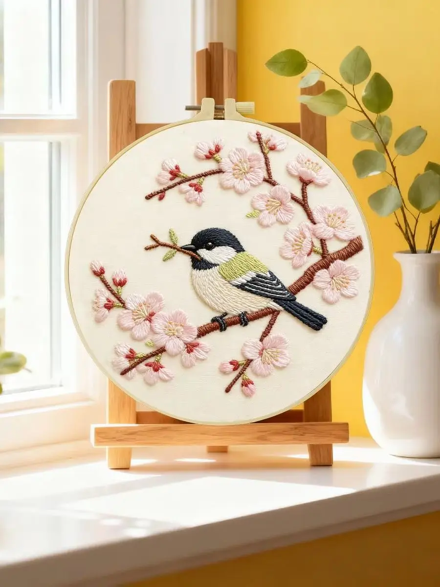 1 Stück 20X20CM/15X15CM 7,87/6,3 Zoll Vogel-Stickerei-Starter-Kit DIY-Kit DIY-Stickerei-Set Handarbeiten Malerei – Detail 6