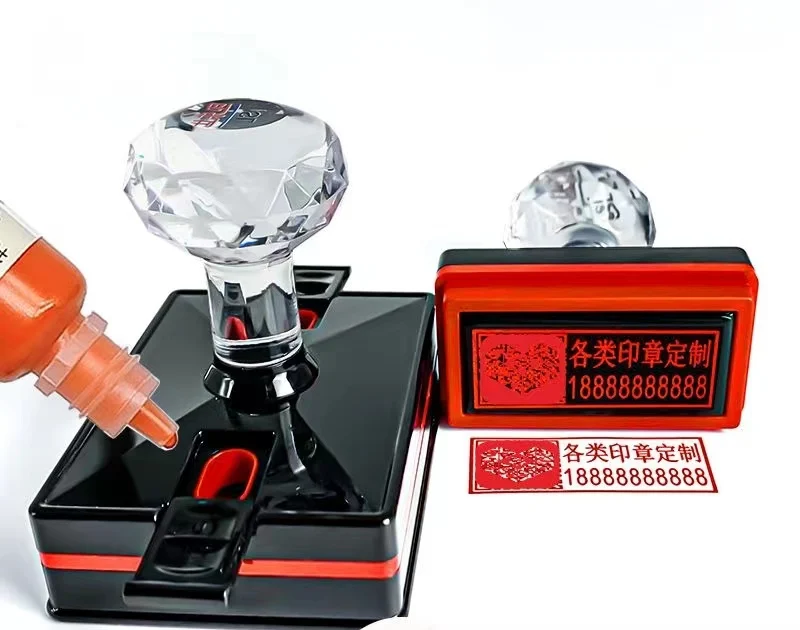 ختم حساس للضوء مخصص مع شعار ، ختم دائري ومستطيل محفور ، شعار ذرة #5