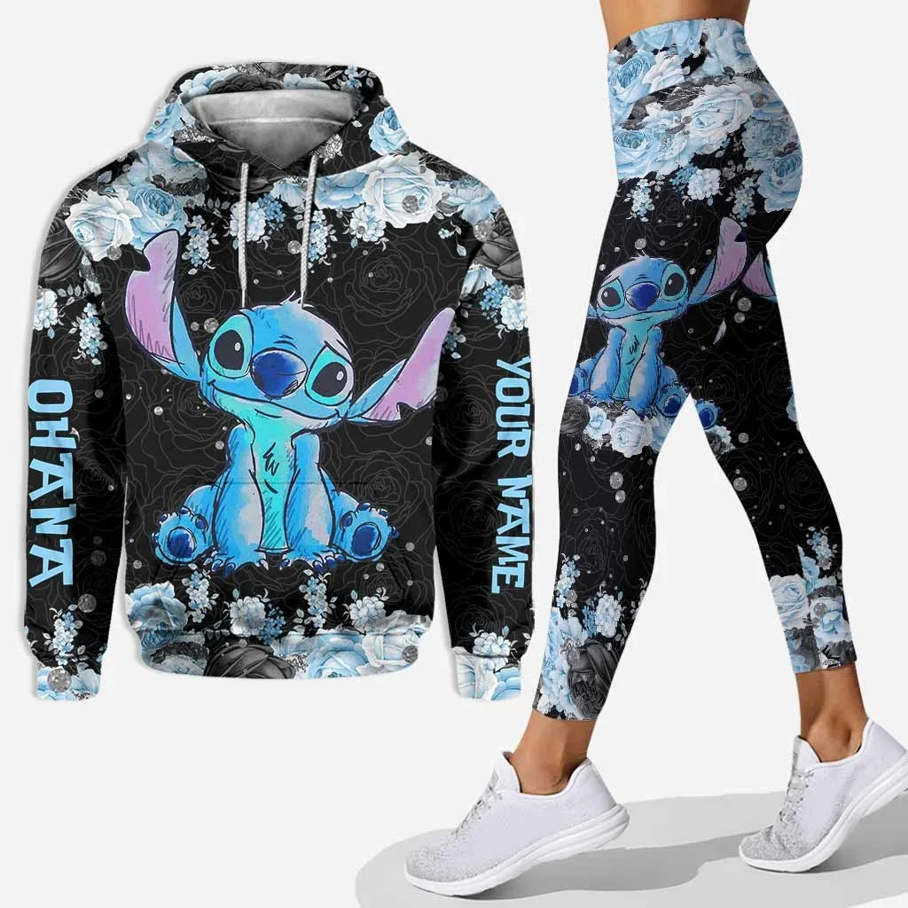 Stitch 3d Hoodie Leggings Pak Dames Hoodie Set Yoga Broek Joggingbroek Vrouwen Disney Yoga Hoodie Legging Mode Trainingspak