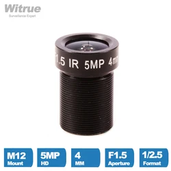 Witrue Starlight CCTV Lens M12 Mount HD 5MP 4MM F1.5 1/2.5 Metal IR Color for Surveillance Security Cameras