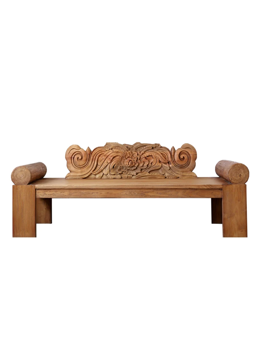 

Old elm arhat bed solid wood recliner carved sofa chair Chinese chaise longue leisure