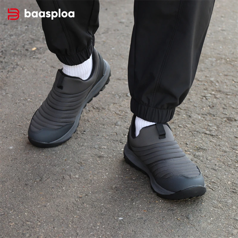 Baasploa-Tênis leves antiderrapantes masculinos, deslizar em sapatos de caminhada, calçado masculino ao ar livre, tênis de pelúcia casual, largura