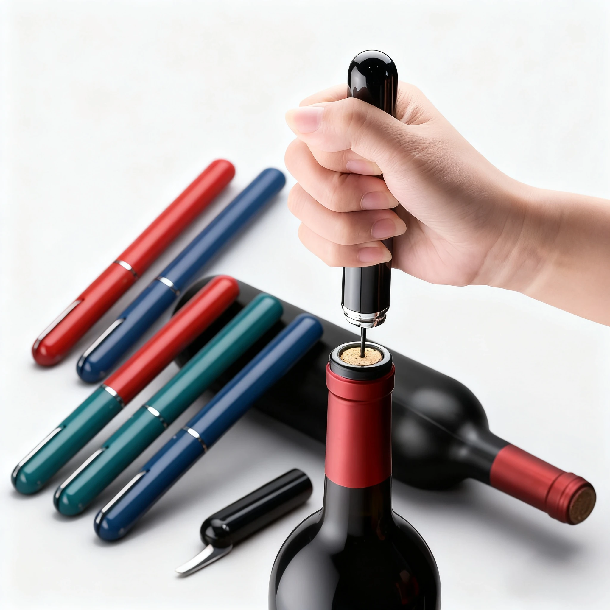 Воздушный насос 2 в 1, открывалка для вина, портативный ручной штопор воздушного давления, средство для удаления пробки для бутылок вина с резаком для фольги