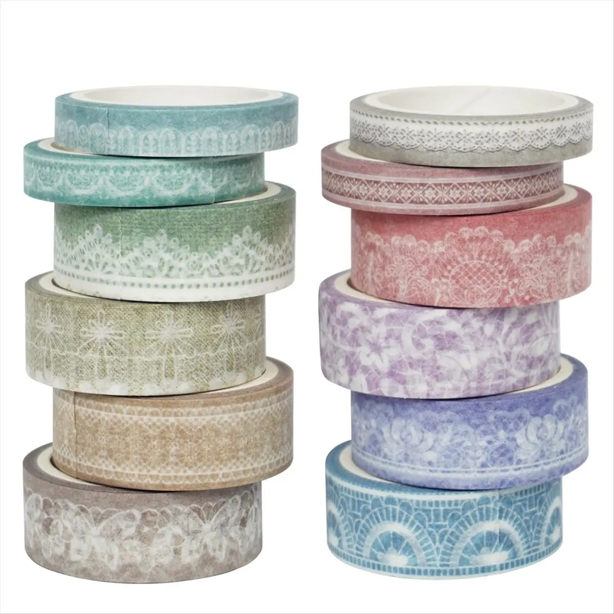 A13M Lace Patterns Washi Tape Set 12 Rolls, Decorative Paper Sticker for Planner Scrapbook Journal DIY Arts Craft view 2