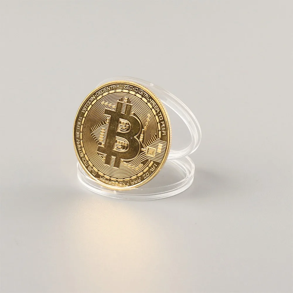 Bitcoin Commemorative Coin, Novelty Gold Plated Collectible Token, Souvenir Decorative Coin for Collection, 1 Pack