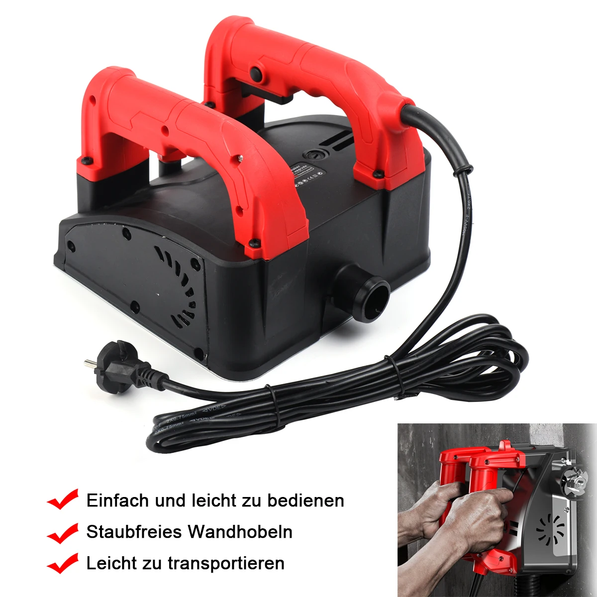Afbeelding 3: 1200W Elektrische schuurmachine, betonfrees, elektrische muurschraper, muurschepset voor het verwijderen van oude stopverf