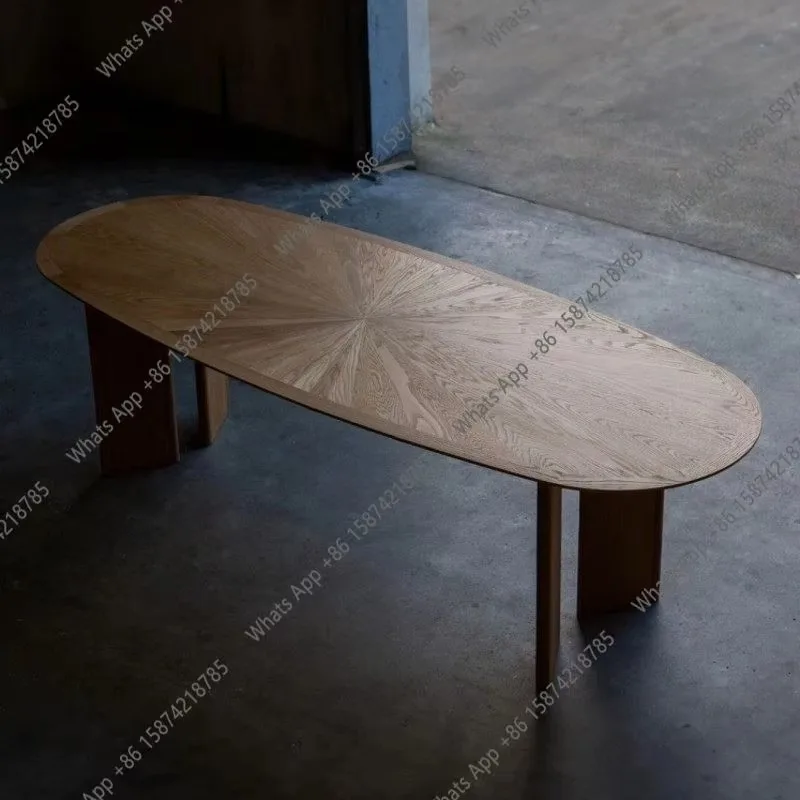 

W Обеденный стол из цельного дерева в скандинавском средневековом стиле, современный простой дизайнерский светильник, роскошный бытовой овальный стол