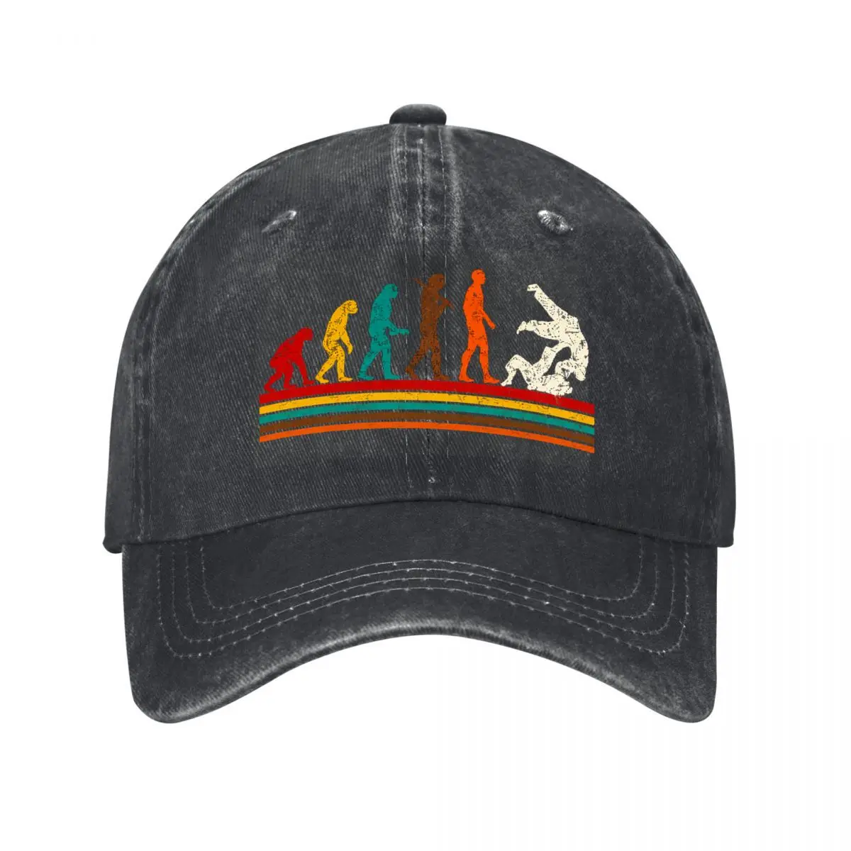 Evolution Judo Martial Arts Jiujitsu Grappling Rainbow Washed Baseball Cap Outdoor Hat