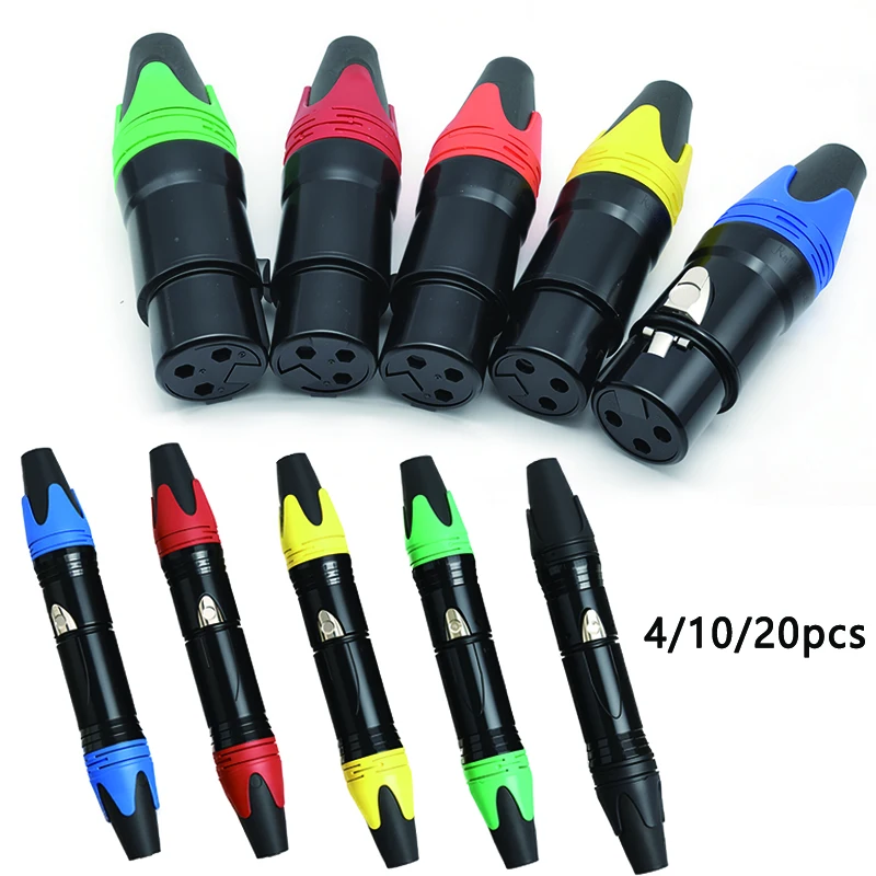 4/10/20pcs Professional 3 Pin XLR Male to Female Audio Plug Adapter Connector for Microphone Amplifier Plug Converter Wholesales
