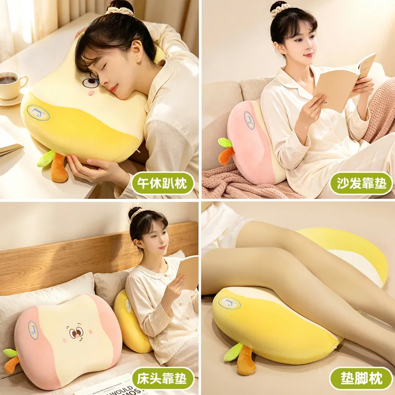 Pink Green Apple Cushion Yellow Choice 52x35cm Memory Foam Fruit Pillow with Smiling Face for Sofa Back Rest Home Decor