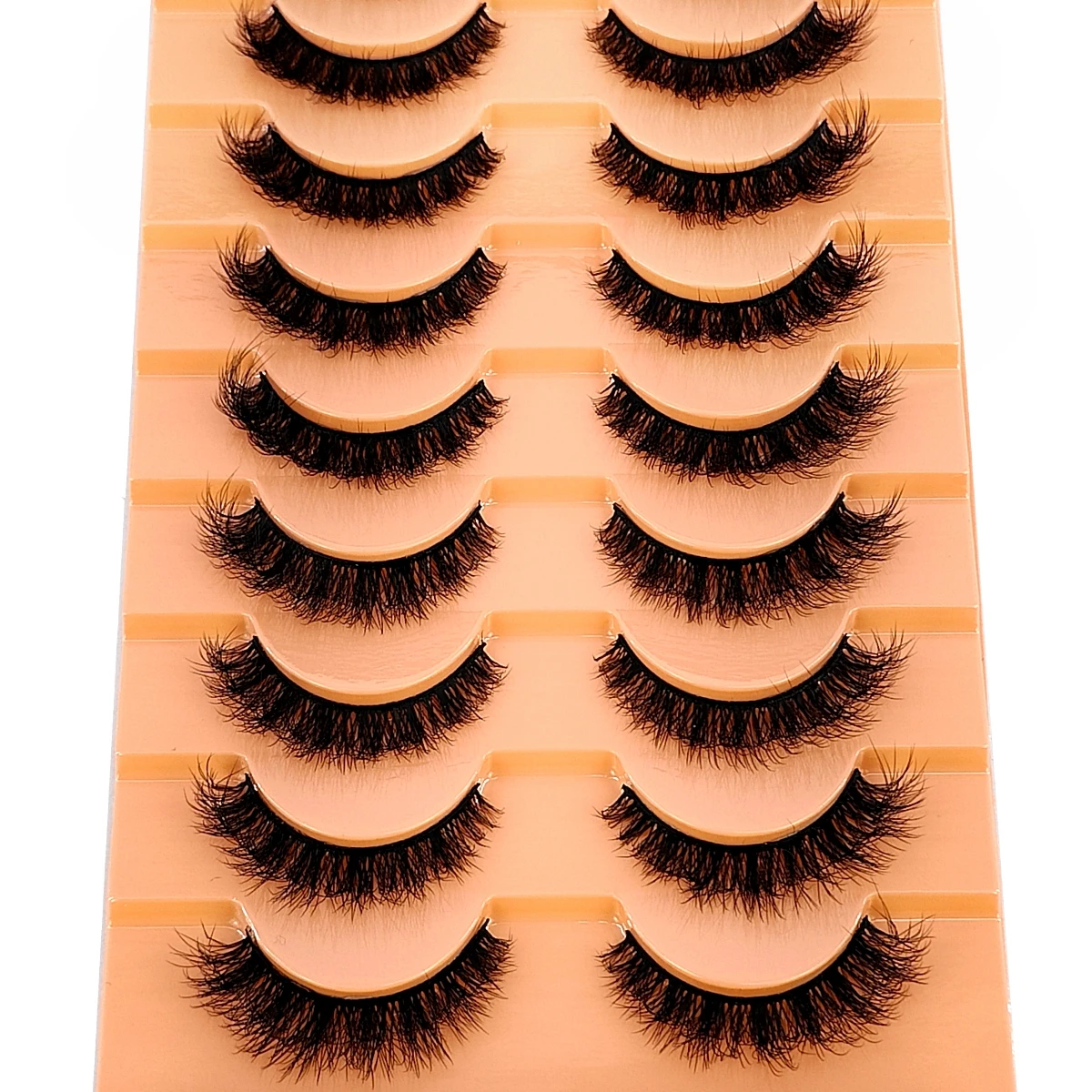 Hbzgtlad-フェイクミンクまつげ、3Dカーリーアイエクステンション、手作りのつけまつげ、自然な肌色のメイク、クロスアイシミュレーション、10ペア