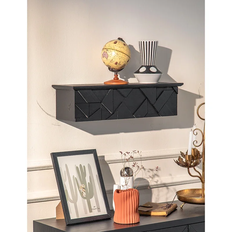 Wall Mounted Bathroom Cabinet with Drawers Black Wall Cabinet Wooden Medicine Cabinet Storage for Home