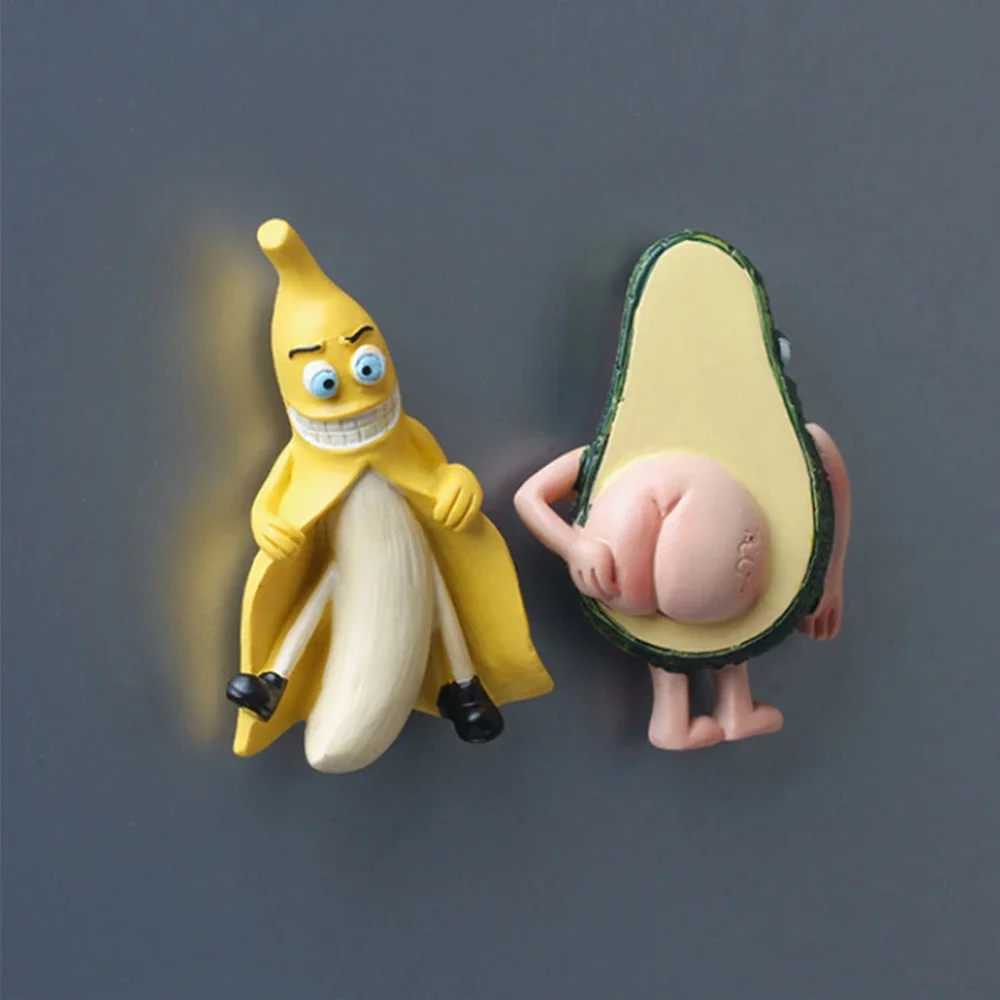 Banana Avocado Cartoon 3D Cute Refrigerator Stickers Product Children's Toys Creative Home Decoration Fruit Magnet Message