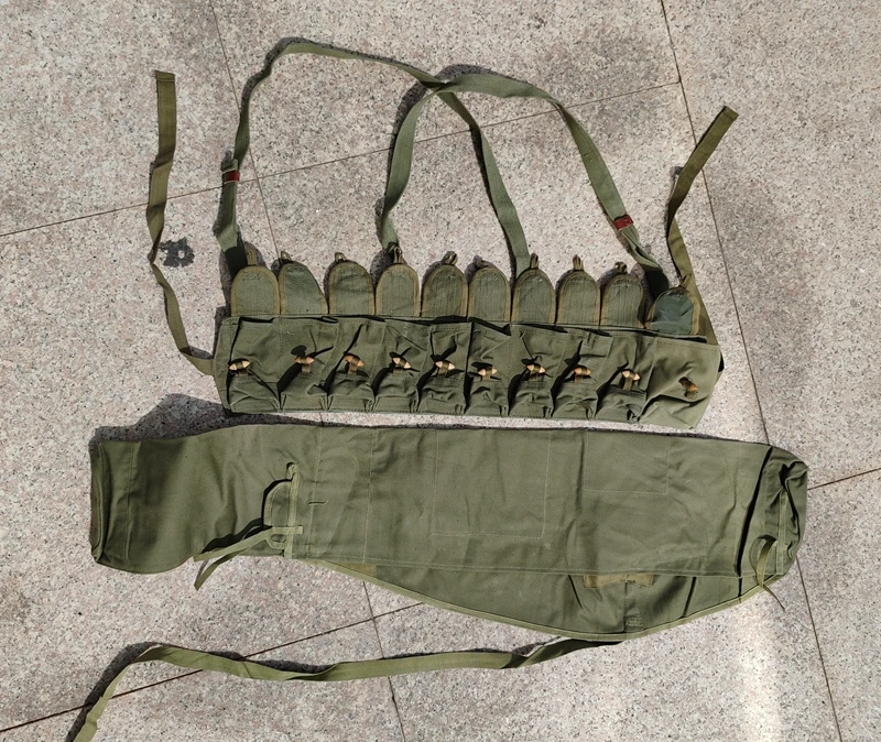 2 قطعة المقتنيات العسكرية الأصلية نوع الجيش الصيني 56 غطاء البندقية حزمة SKS الذخيرة الحقيبة الصدر تلاعب