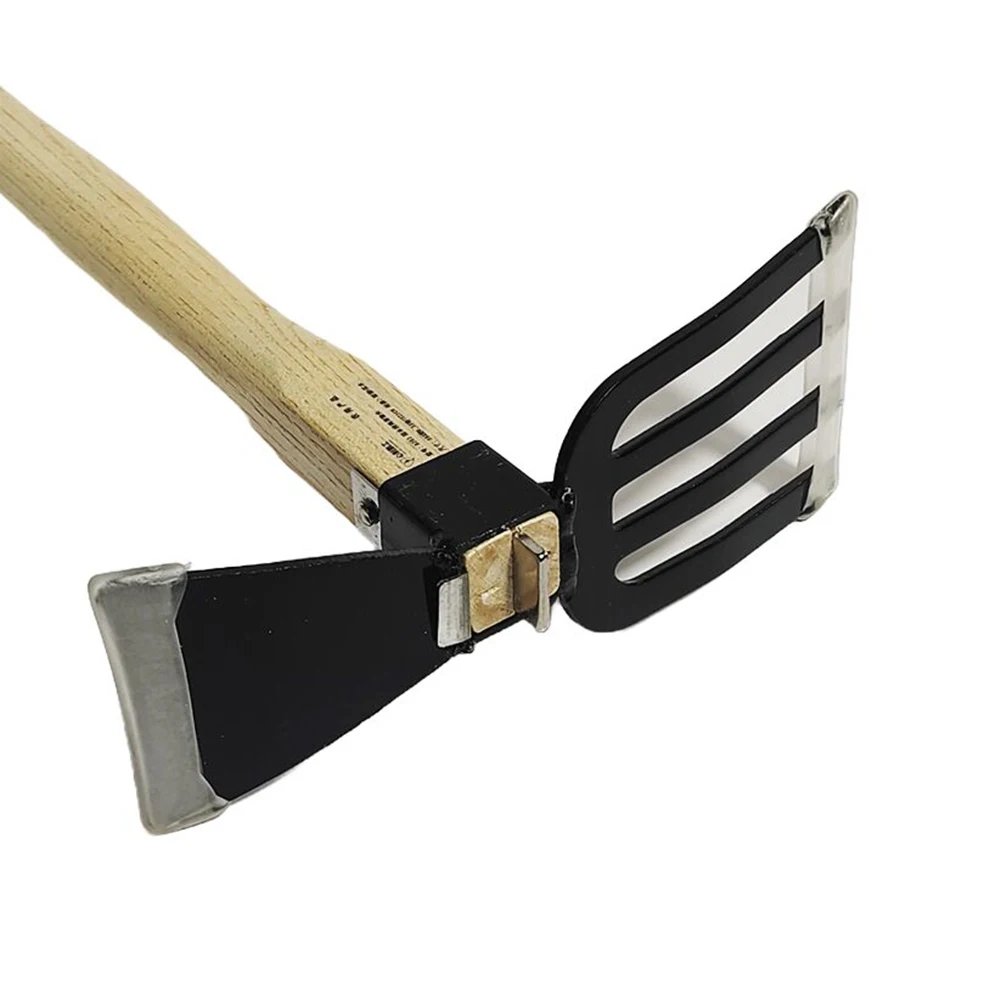 

Garden Hand Rake Tool with Wooden Handle Dual-purpose Hoe Mini Hoe and Cultivator for Digging Weeding Gardening and Cultivating