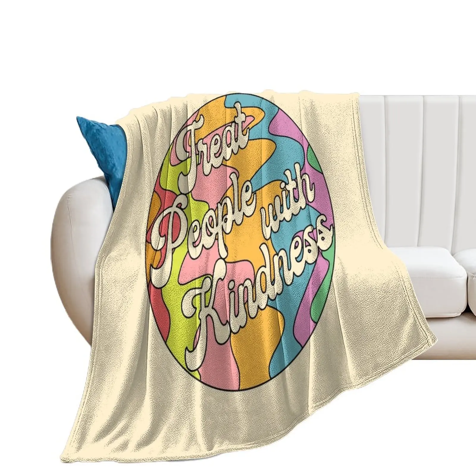 Groovy Treat 'Em With Kindness Design Throw Blanket Shaggy Picnic Softest Blankets