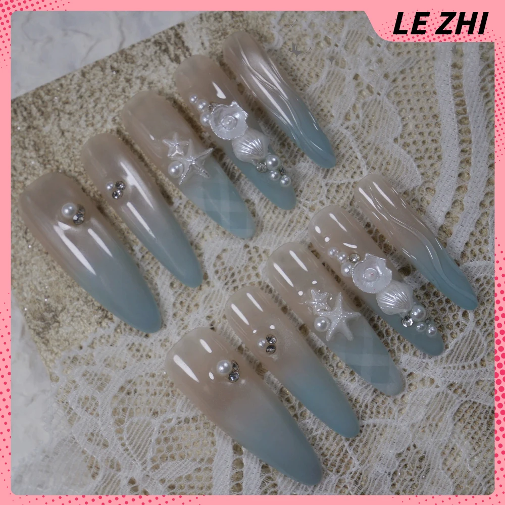 10 قطعة نمط الشرير الداكن اليدوية نعش خنجر اضغط على الأظافر عيون العنكبوت مرآة سحرية مسحوق الماس القط عيون Bowknot أظافر وهمية #5