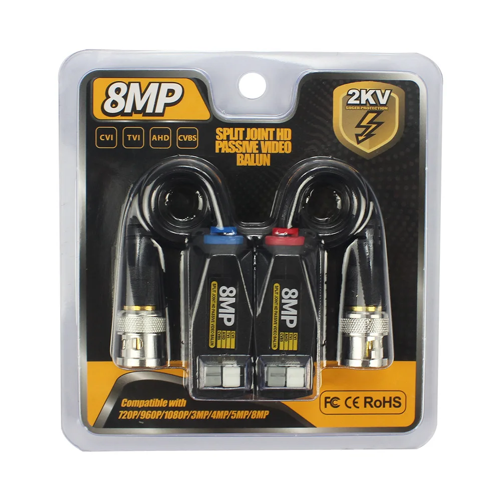 1 paio 8MP BNC Video Balun connettore trasmissione Twisted Pair trasmettitore Cctv cavo supporto HD 8MP AHD/CVI/TVI Camera