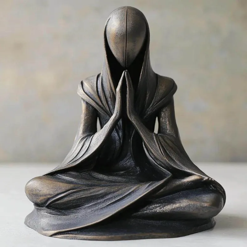 Meditation Alien Statue Resin Handicraft Ornaments Desktop Decoration Creative Gifts Yoga Zen Desktop Ornaments Sculptures