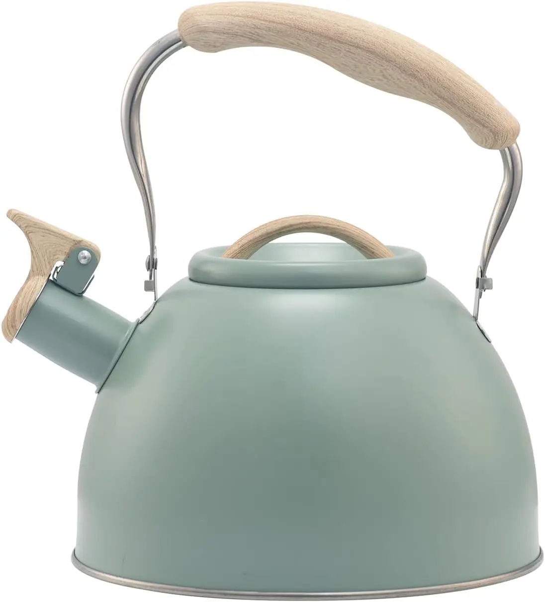 

3.2 Quart Whistling Tea Kettle for Stove Top Stainless Steel Tea Pots With Wood Pattern Anti-slip Handle, Green