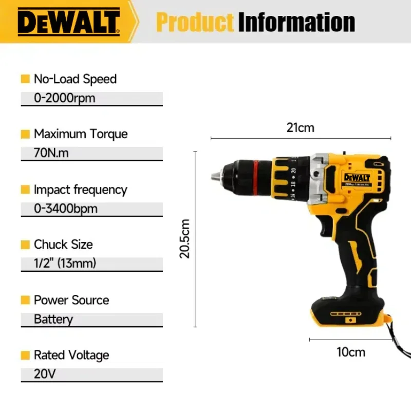 Dewalt DCD791 مثقاب لاسلكي بدون فرش أداة طاقة محمولة متعددة الوظائف قابلة لإعادة الشحن لبطارية ليثيوم Dewalt 20 فولت #6