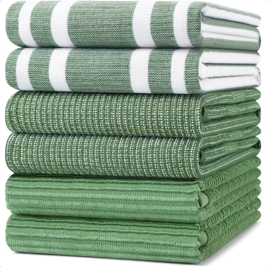 

Premium Kitchen Towels 18x 28 6 Pack Large Cotton 380 GSM Kitchen Hand Towels Soft and Absorbent Terry Dish Towels Multipurpose