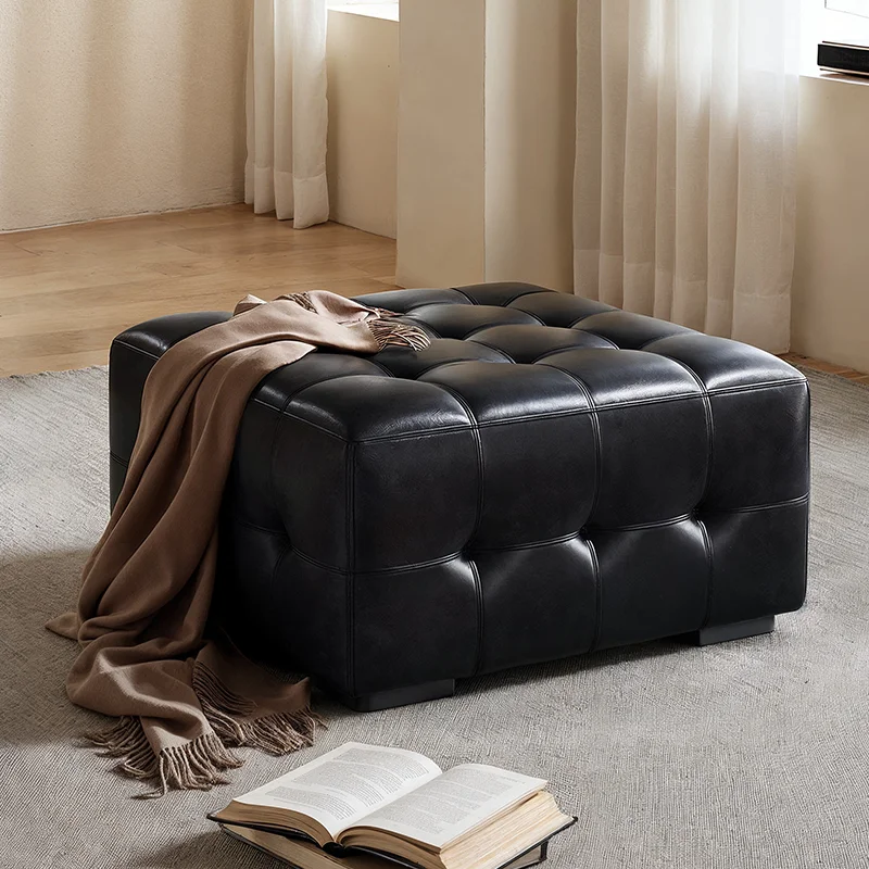 Light luxury sofa stool, living room pedal, single cloakroom change stool, middle island stool, leather clothing store stool