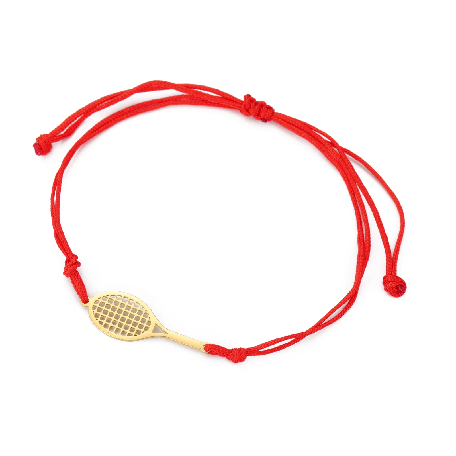 Dreamtimes Tennis Badminton Racket Bracelets Hand Braided Lucky Black Red Rope Sport Stainless Steel Pendant Charm Jewelry Gift