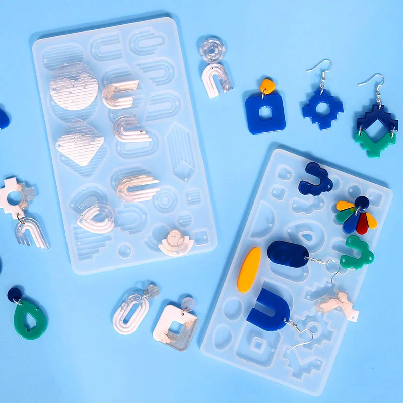 DIY Kristall-Epoxidharz Unregelmäßige Ohrringe Anhänger Silikonform Geometrie Halskette Anhänger Schmuckherstellung Schlüsselanhänger Bastelset – Detail 14