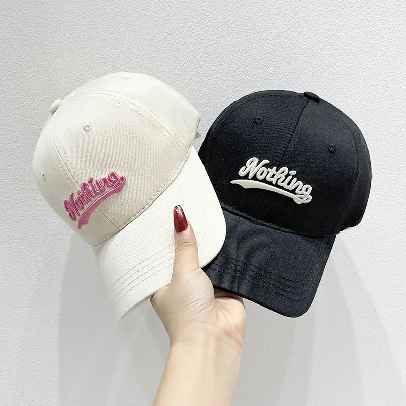 

Letter NOTHING Embroidery Baseball Hat Women Casual Duck Tongue Cap Outdoor Sunshade Peaked Caps Solid Color Visors