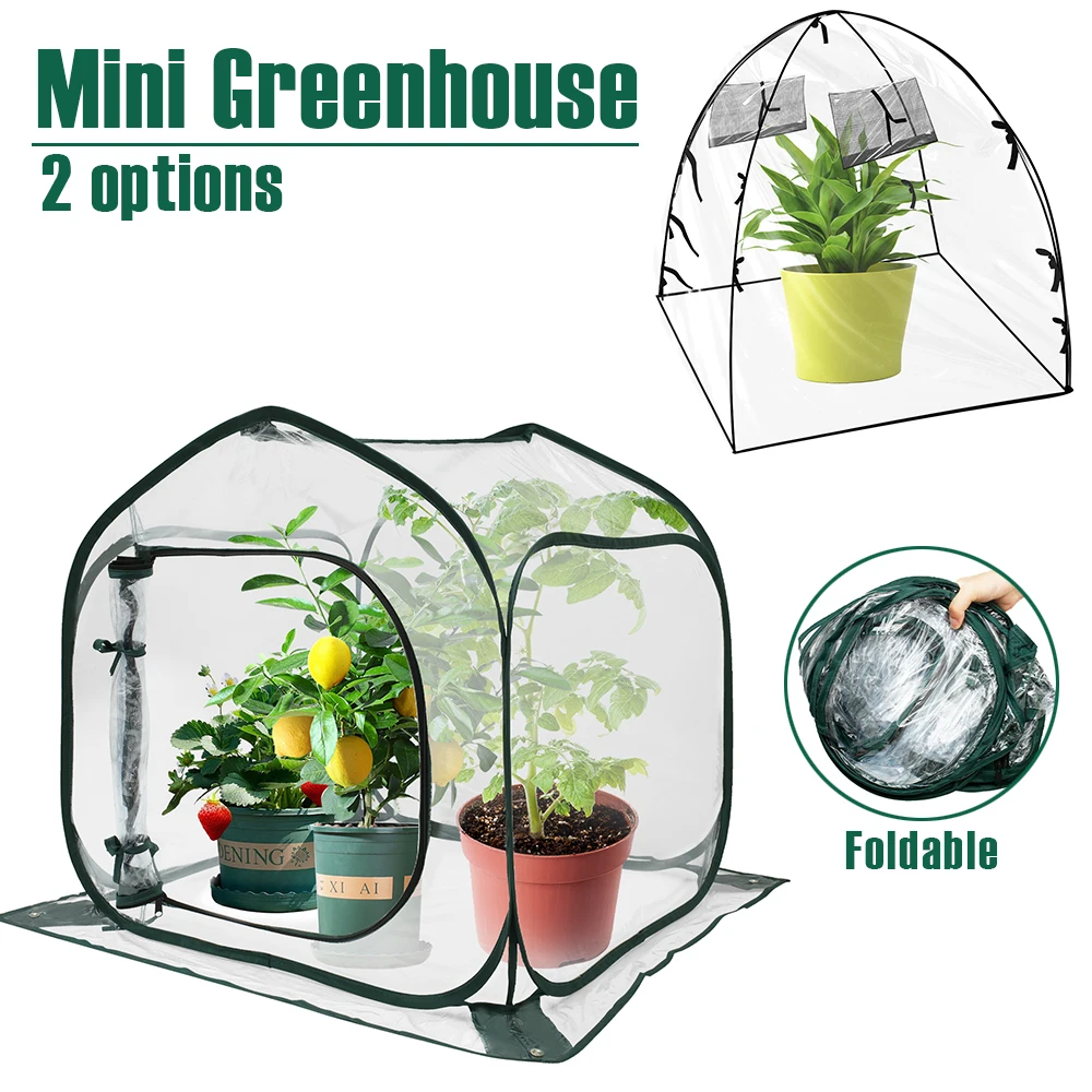 Foldable Mini Greenhouse PVC Pop Up Transparent Greenhouse With Zipper Closure Preservation Plant Greenhouse Garden Accessories