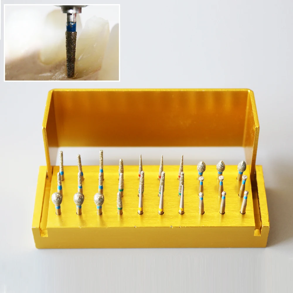 30Pcs Diamond Burs With Burs Holder for High Speed Handpiece Turbine Dental Tool