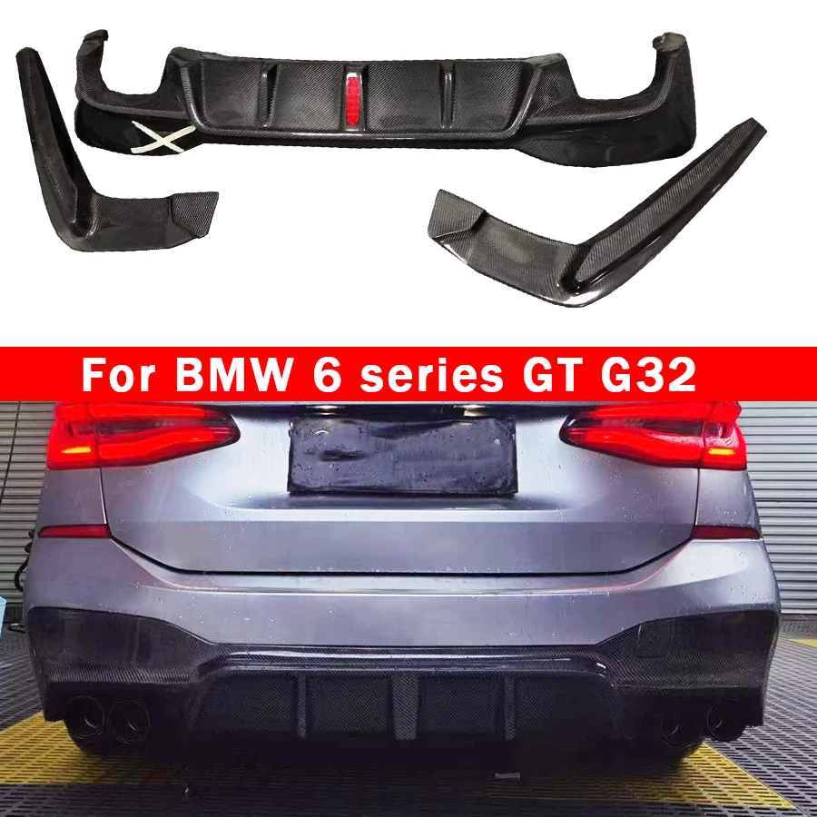 For BMW 6 Series GT G32 630 640 6GT Carbon Fiber Car Rear Bumper Diffuser Rear Splitters Spoiler Back lip Upgrade body kit