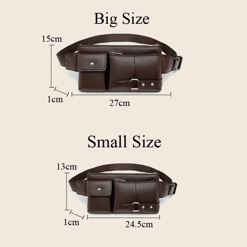 Mode männer Taille Fanny-Pack Gürtel Taschen Für Telefon Mehrzweck Mann PU Leder Reise Gürtel Tasche Brust Tasche Crossbody schulter Tasche