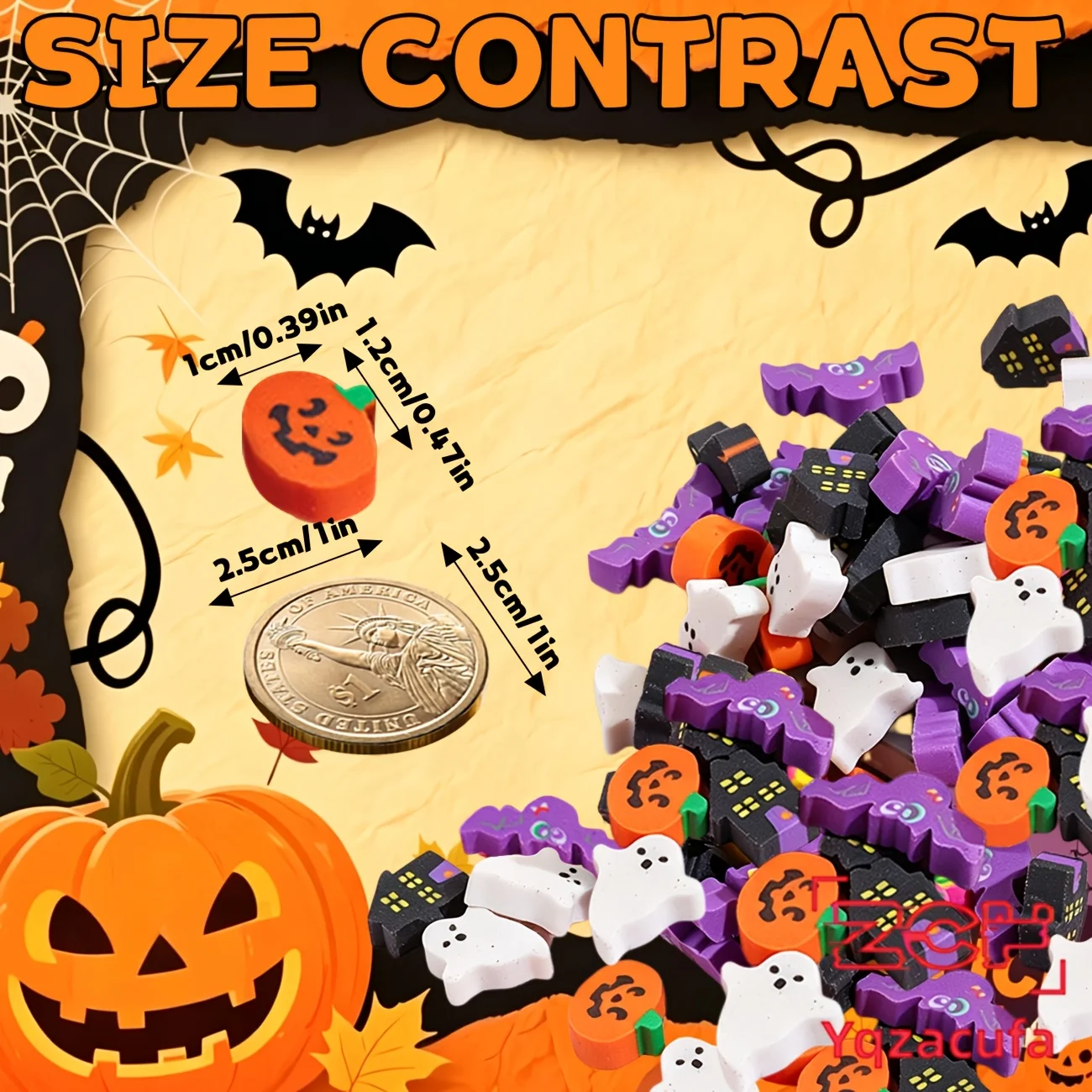 60 Stück zufällige Mini-Radiergummis mit Halloween-Motiven, verschiedene Designs, Halloween-Geschenk, Belohnungen für den Schulunterricht, Geschenk zum Schulanfang – Detail 2