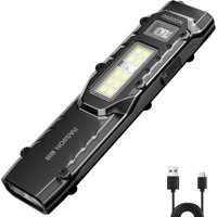 Rechargeable 1500 Lumen Flat Flashlights EDC Tactical Flashlight,Dual-Switches LED Small Flashlight with Digital Display,Stainle