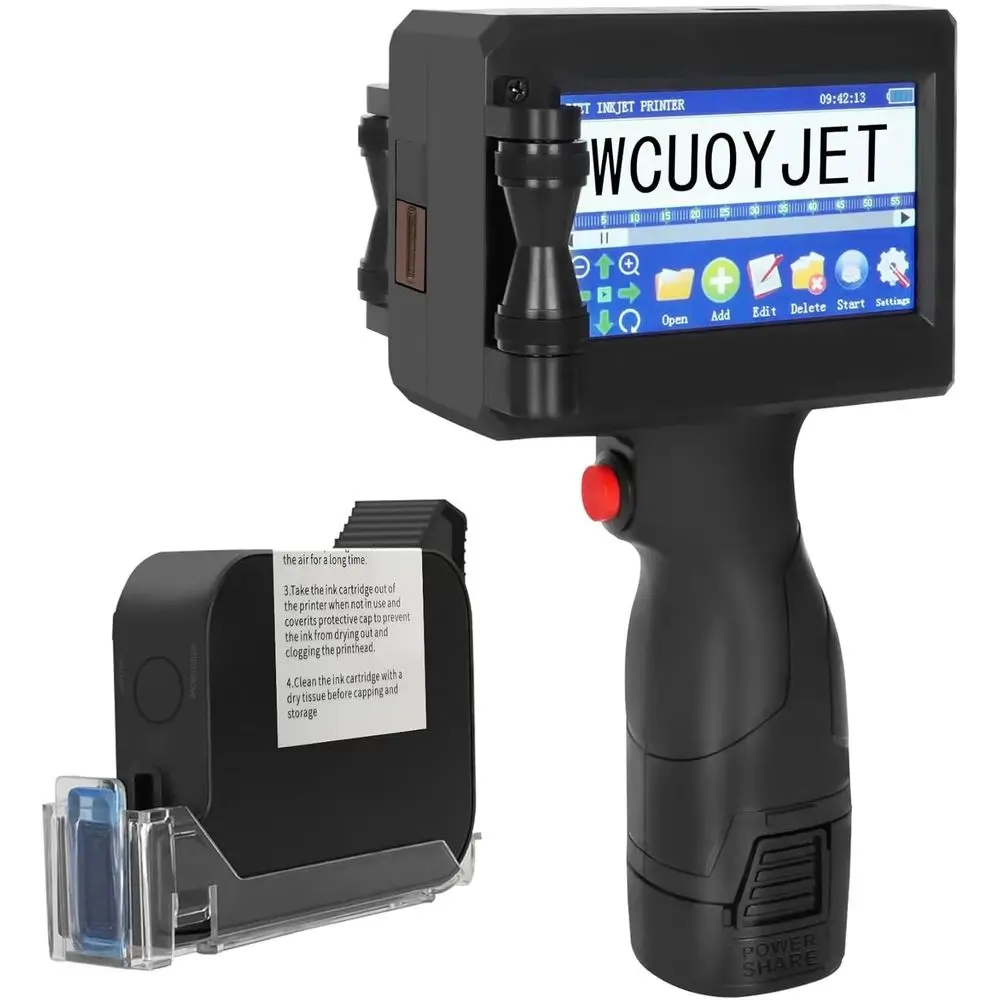 

Ручной струйный принтер H760, высота печати 0,08-0,5 дюйма, портативный ручной принтер с быстросохнущим чернильным картриджем 42 мл, 4,3 дюйма