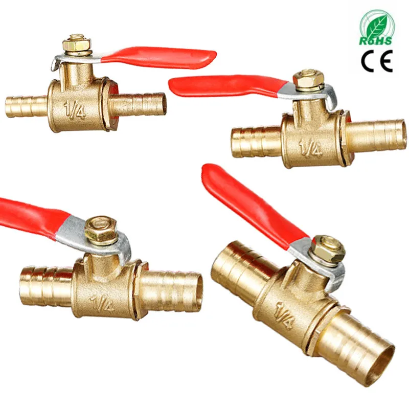 

6mm-12mm Hose Barb Inline Brass Water Oil Air Gas Fuel Line Shutoff Ball Valve Pipe Fittings Pneumatic Connector Cont