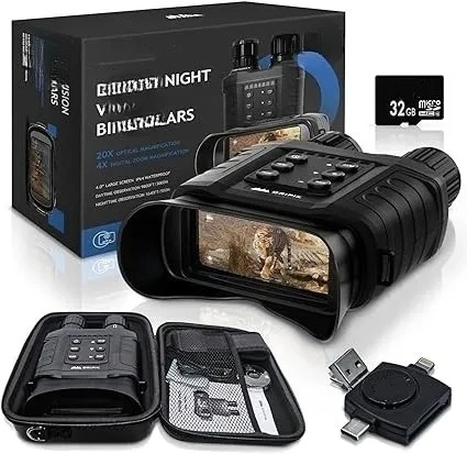 

Binoculars Infrared Goggles: 4X Optical & 8X Digital Zoom - IR Deer Hunting Accessories, Tactical Gear for Adults