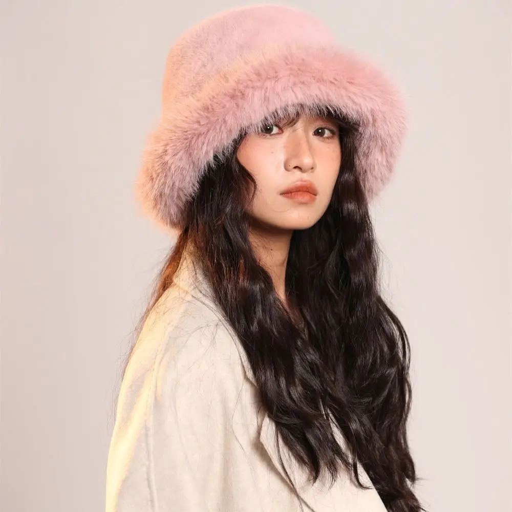 رقيق قبعة الفراء الاصطناعي قبعة تقليد الفراء سميكة أفخم قبعة بحافة سدادات حماية الأذن قبعة قبعة صغيرة الموضة الإناث/الفتيات