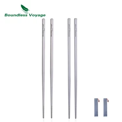 Boundless Voyage 23cm Square Titanium Chopsticks Ultralight Round Chop Sticks Reusable Kitchen Sushi Sticks Picnic Tableware