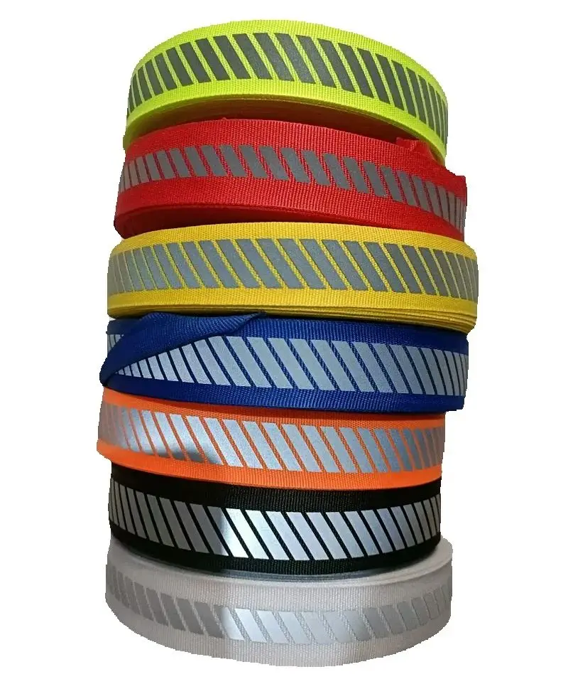 1 Inch DIY Reflector Tape Polyester Fluorescent Twill Reflective Webbing Sew On Clothing