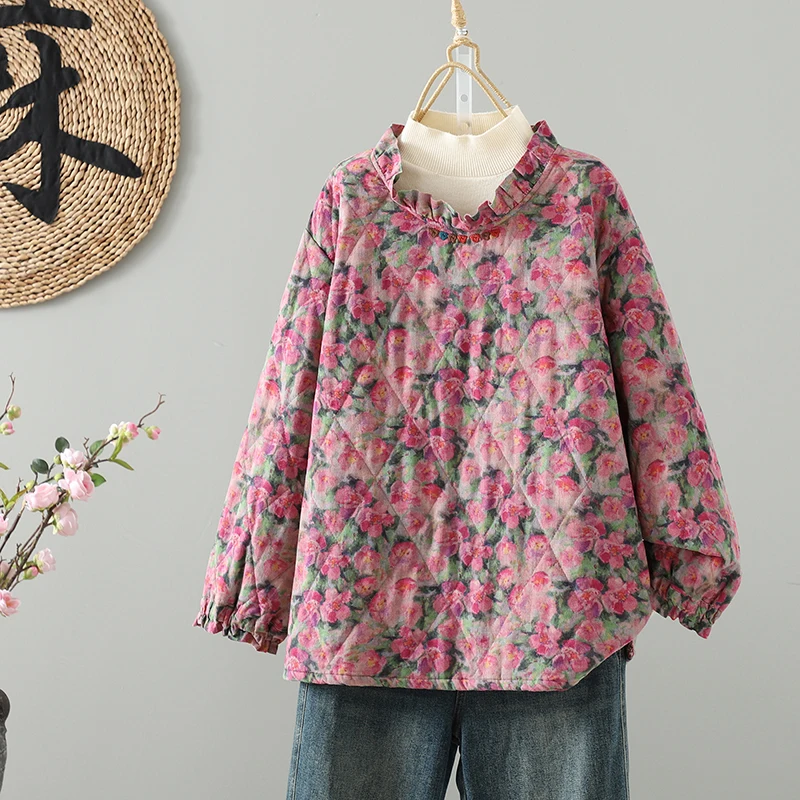 

Мягкий удобный хлопковый льняной вышитый кукольный воротник большого размера, свободный крой, универсальный женский джет, зима 2025 года, длинный свеч Reg...