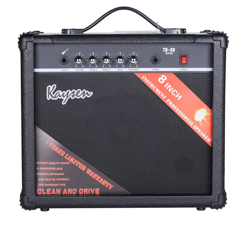

Electric Bass Guitar Amplifier With 30-Watt 8-inch Speakers, Black ,orange
