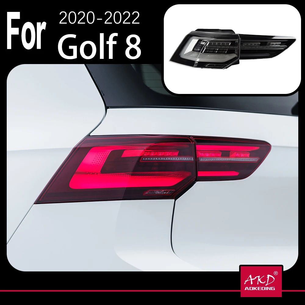 AKD Car Model Tail Lamp for Golf 8 Tail Lights 2020-2023 Golf 8 LED Tail Light Golf MK8 Rear Stop DRL Brake Auto Accessories