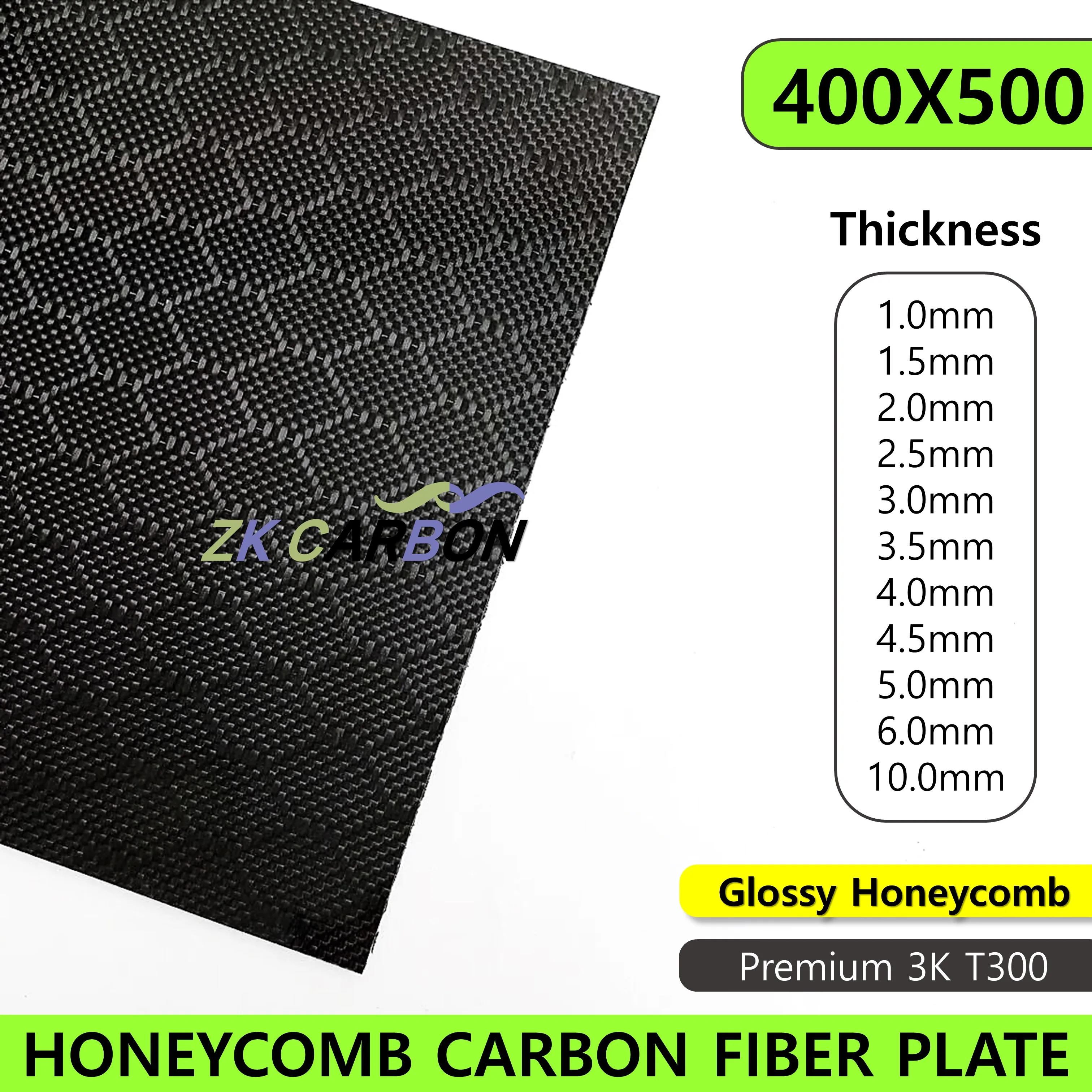 

400x500mm Honeycomb Texture Surface Carbon Fiber Plate Sheet Glossy Carbon Fiber Plate 3K High Composite Hardness Material