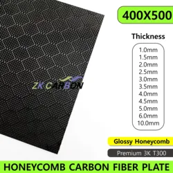 400x500mm Honeycomb Texture Surface Carbon Fiber Plate Sheet Glossy Carbon Fiber Plate 3K High Composite Hardness Material