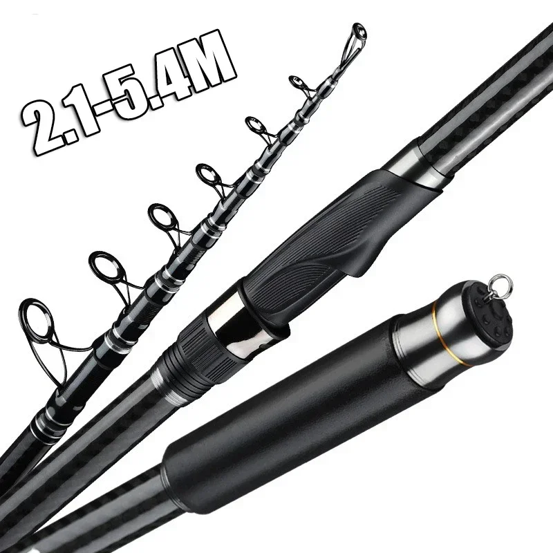 

200g Lure 4.5/5.4m Sea Fishing Rod 36T Carbon Fiber Distance Throwing Ocean Boat Fishing Spinning Rod Super Hard Telescopic Rod